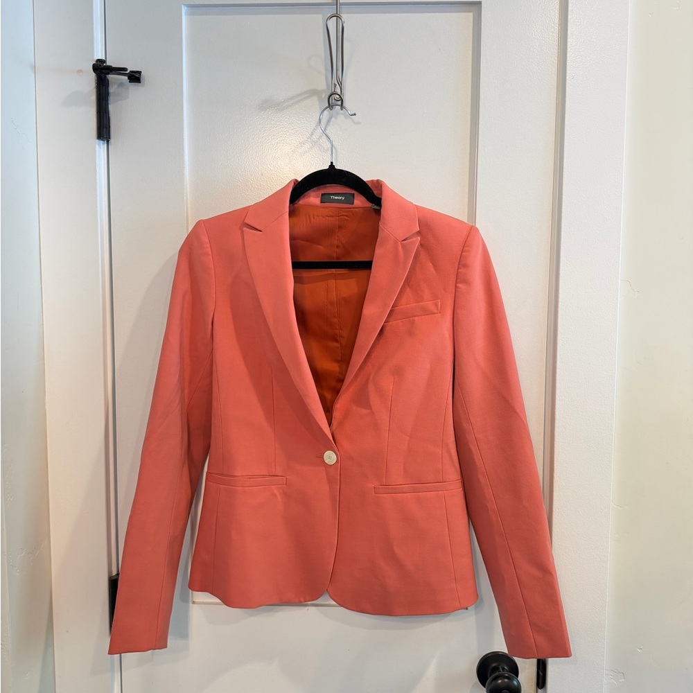 Theory Women's Gabe Sevona Virgin Wool Blazer in Coral *Matching Dress Avail.* - Picture 4 of 10